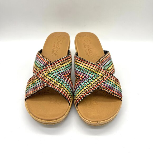 Skechers Cali Womens Beverlee Delighted Wedge Vegan Sandals Rainbow Multicolor - Picture 2 of 15